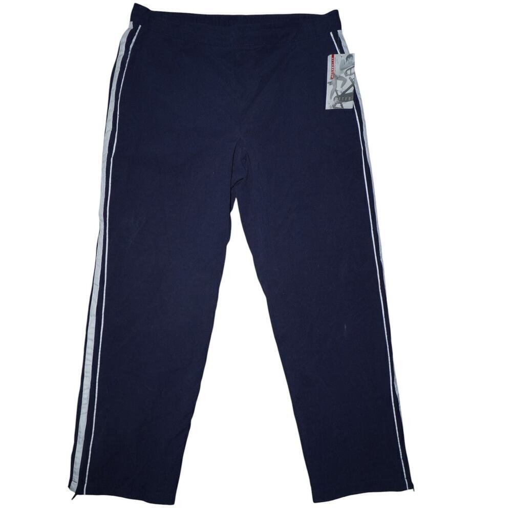Cheetah Activewear Men’s Navy Blue Track Pants Size Large Zip Ankle Striped